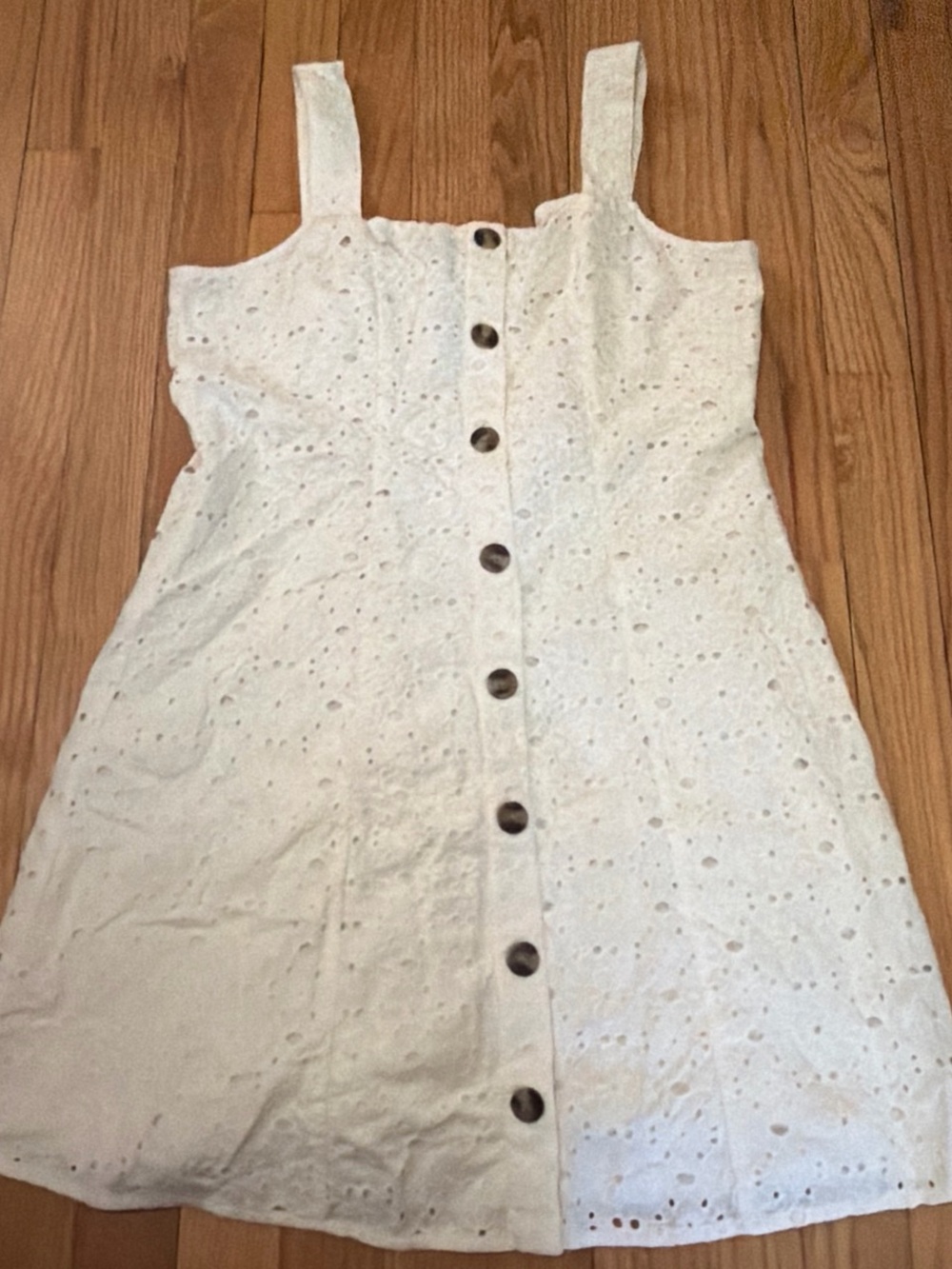 American Eagle Outfitters White Eyelet Button-Front Sundress